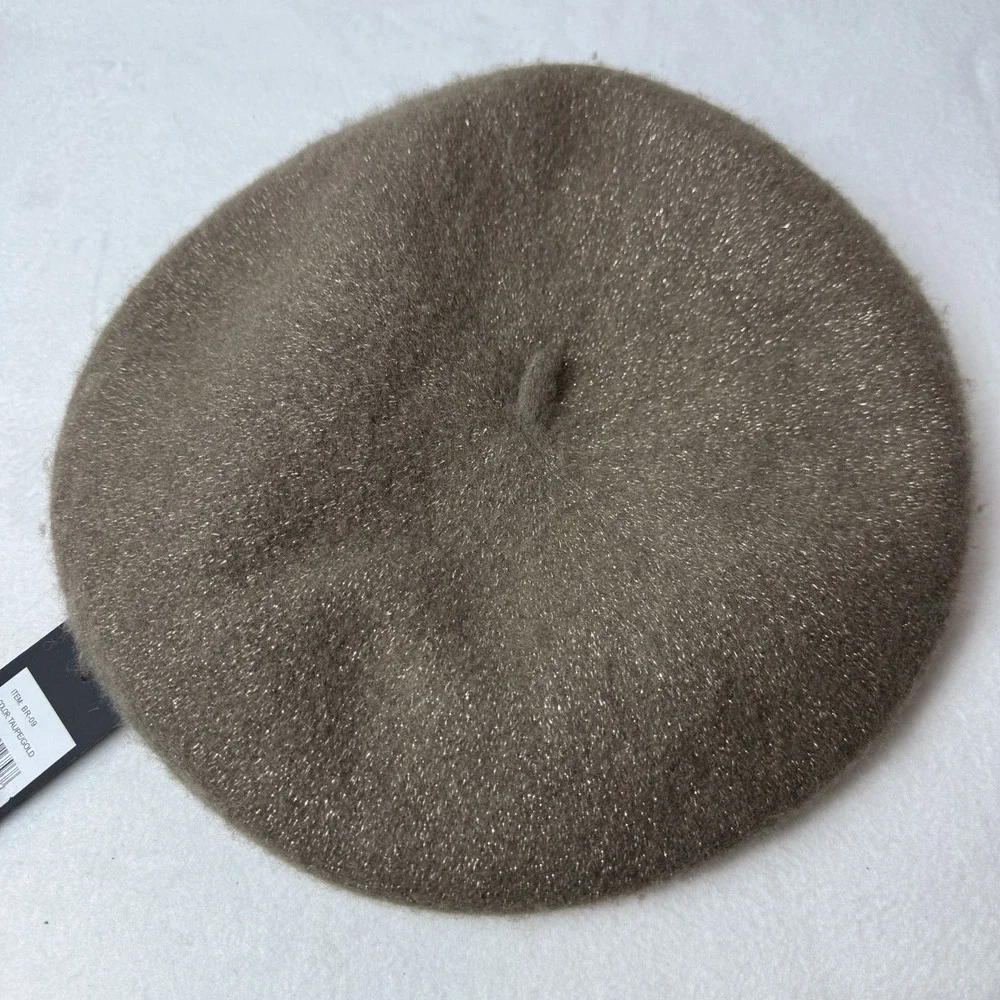 New CC Exclusives Taupe Gold Wool Beret Hat Soft Winter Neutral Parisian Preppy